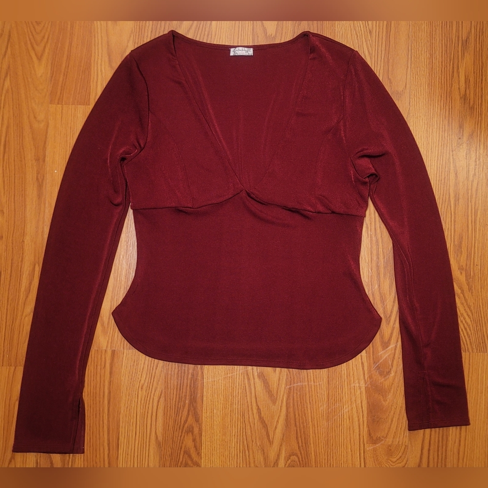 Elegant Burgundy Long Sleeve Top
